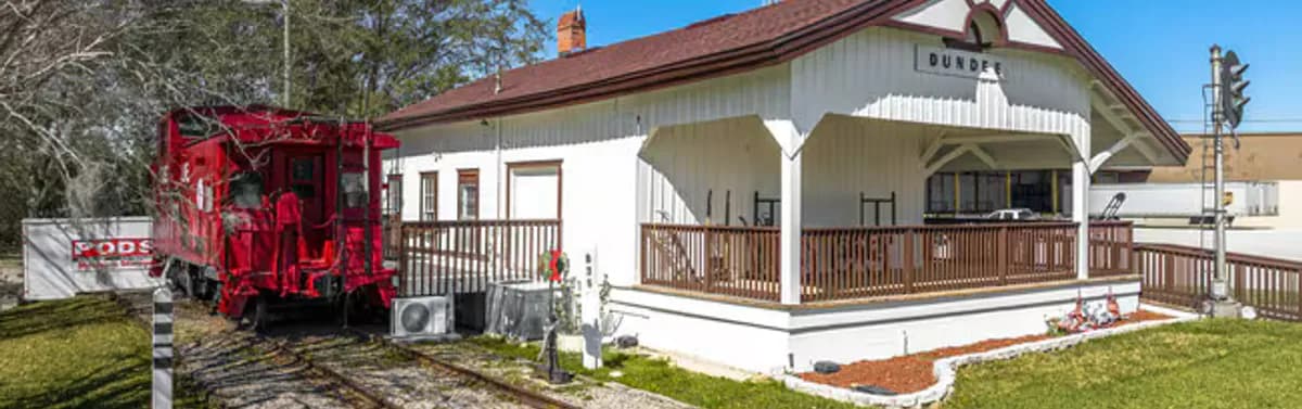 The historic Dundee railroad depot and red caboose