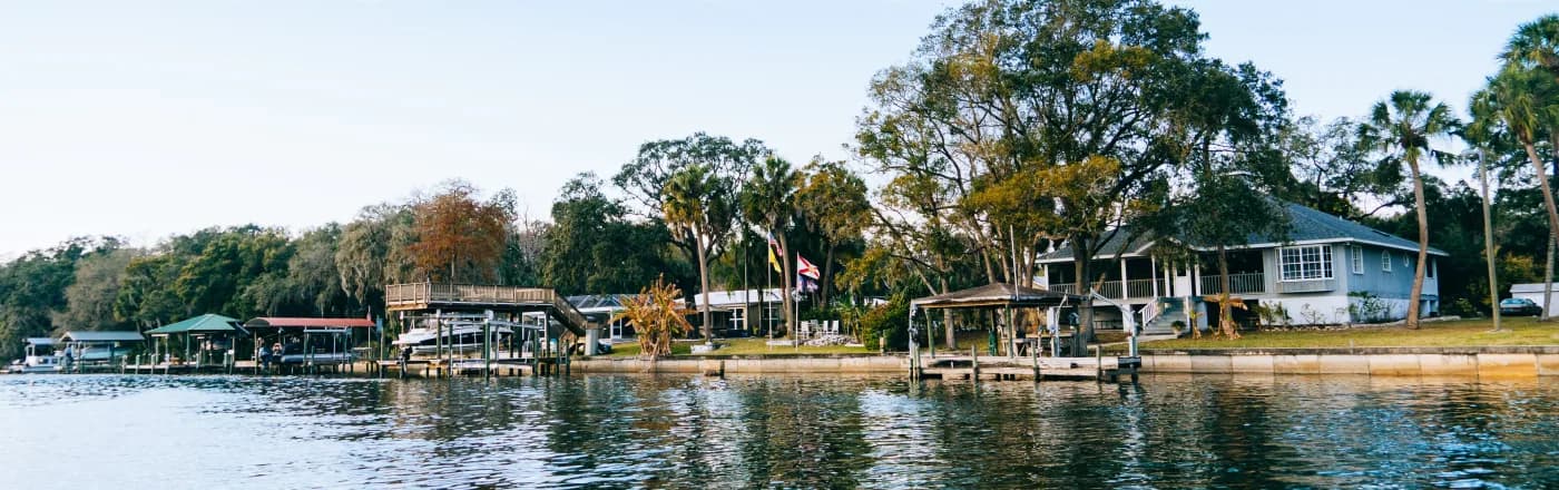 Boat docks and waterfront homes on the Alafia River in Riverview