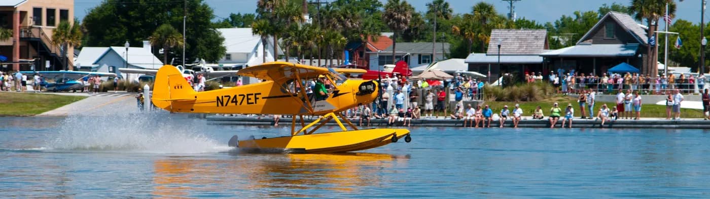 A seaplane on Lake Dora at Tavares, Florida's Seaplane City